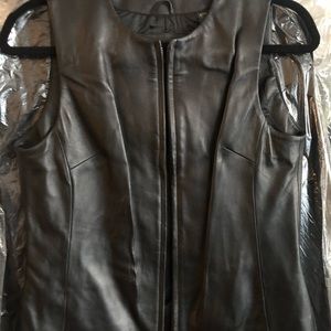 Black Leather Vest, Lined, Petite Med, Never Worn